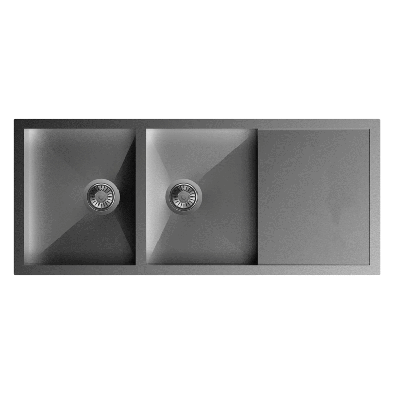 Sternhagen Quadro 1168 mm double-bowl stainless-steel sink with drainer