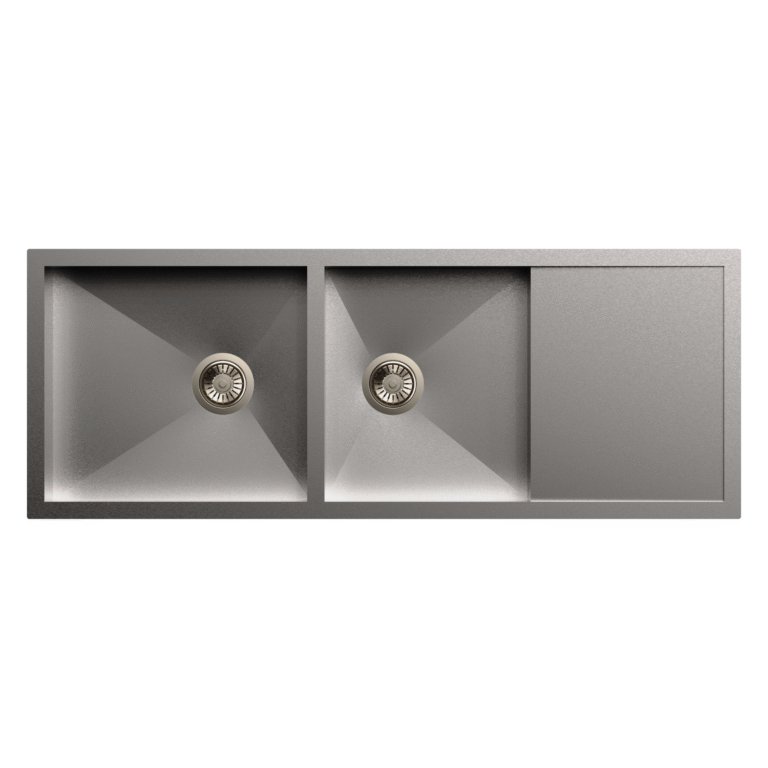 Sternhagen Quadro 1321 mm unequal double-bowl stainless-steel sink with drainer